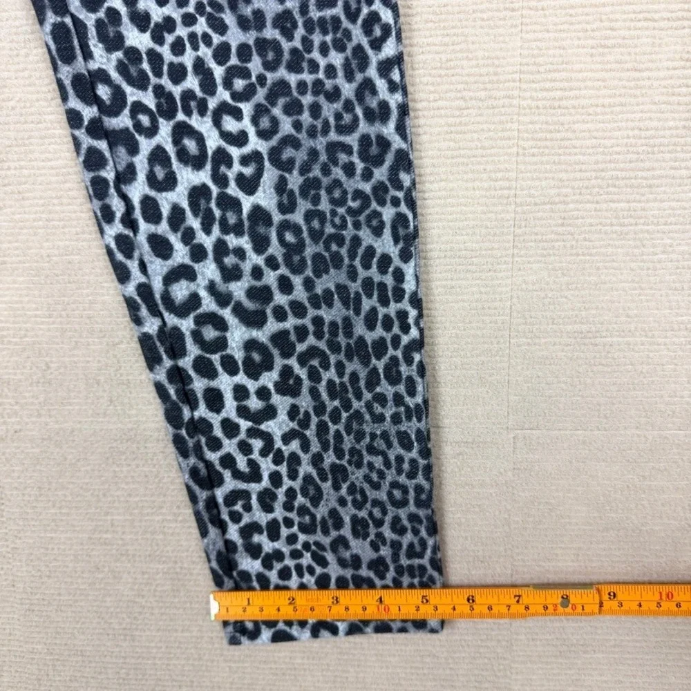Michael Kors Women Grey Black Leopard Print Stretch Pull On Leggings Size L